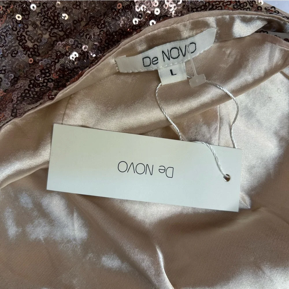 NWT De Novo Women’s Sequin Rose Gold Dress. Size M - Picture 5 of 16